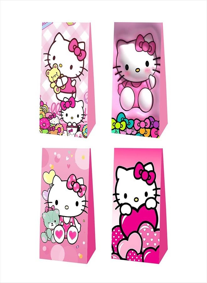 BNFUO 12pcs Kitty Birthday Party Gift Bags Goodie Bags,Kitty Party Supplies for Kids Birthday Decorations - Image 1